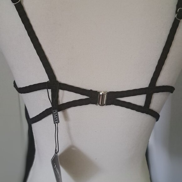 ZAful Ribbed One Piece Scoop Neck High Cut Spaghetti Strap Bathing Suit Lg NWT - Picture 6 of 9